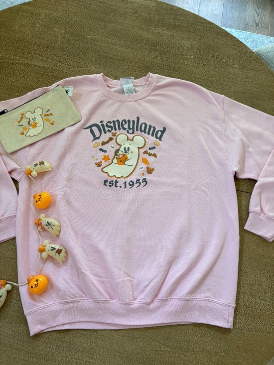 Disneyland Resort Tops - Disneyland 2025 Halloween Cutie Ghost Pink Sweatshirt Size L w/Accessories